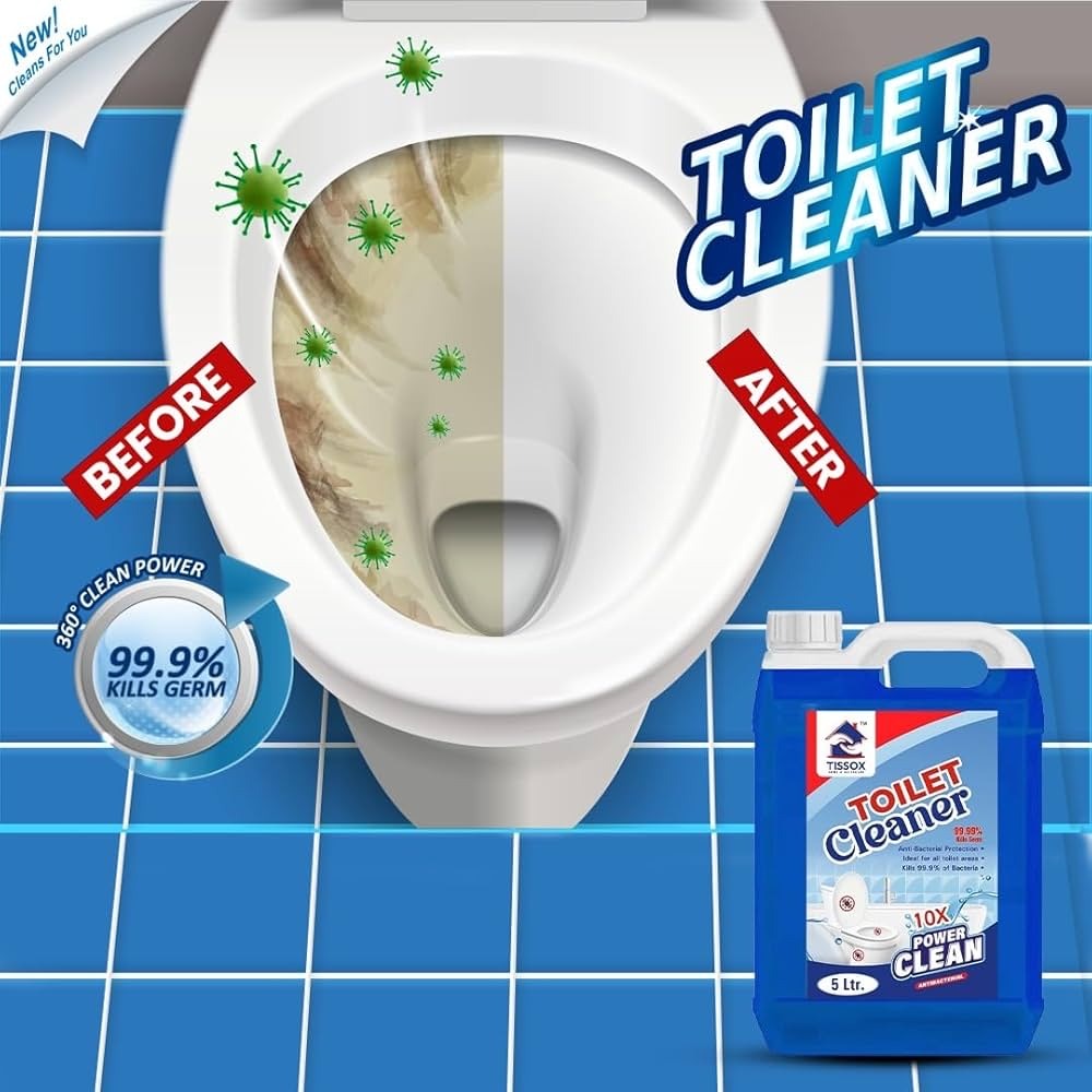 Sparkling clean toilet after cleaning